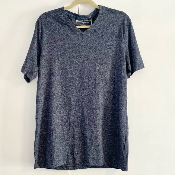 New Men’s Michael Brandon Blue Heather V-Neck Tee - Picture 3 of 9
